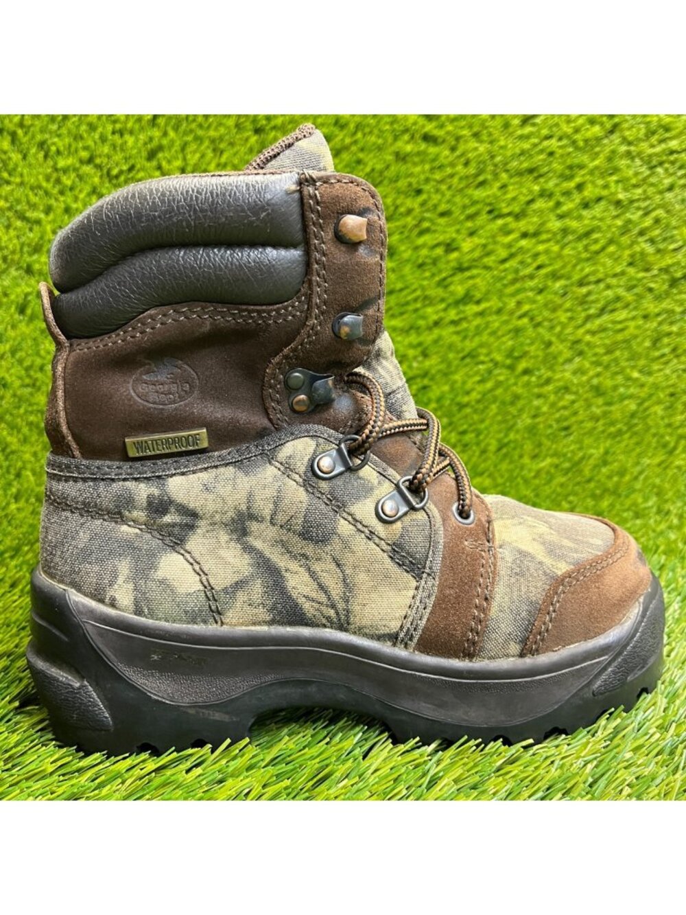 Georgia Boot Boys Size 13.5C Brown Athletic Waterproof Camo Thinsulate Boots
